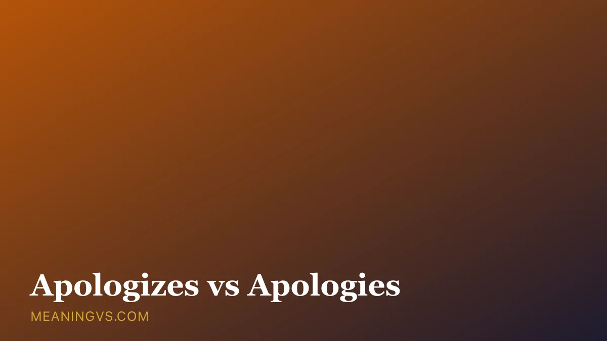 The words apologizes and apologies side by side, showing the verb and the plural noun