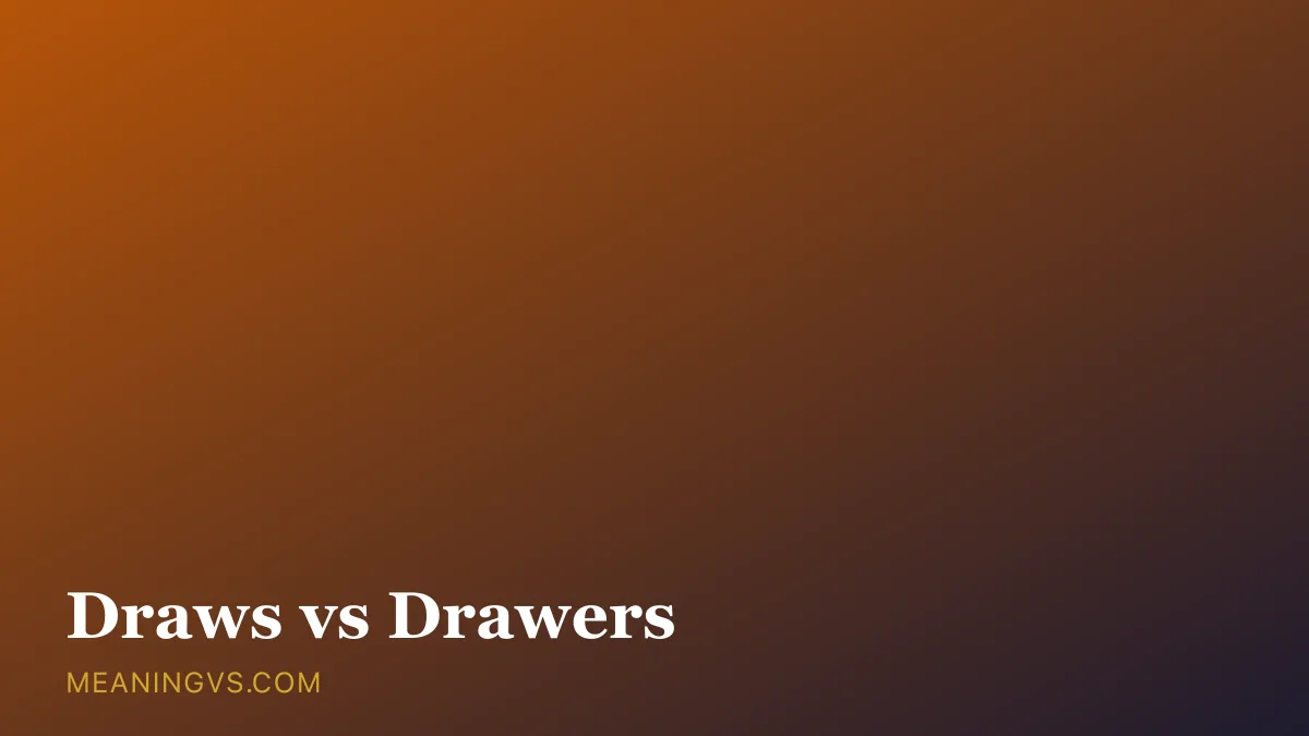 The words draws and drawers side by side, showing a verb versus the sliding compartments of a dresser