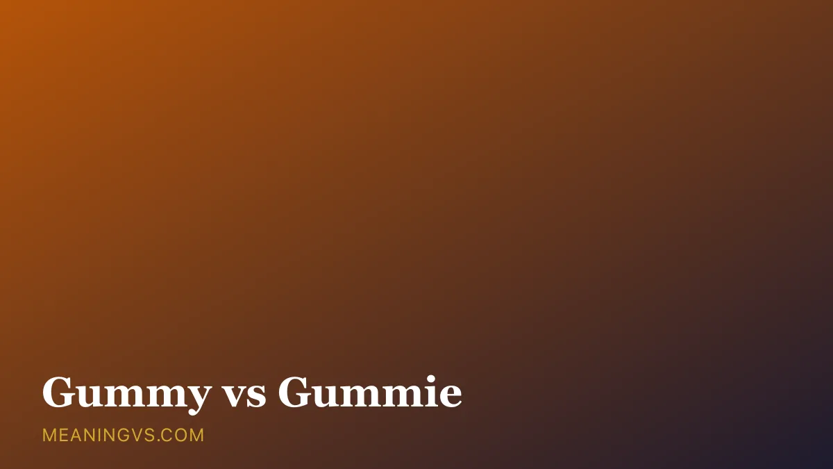 The words gummy and gummie side by side, with gummy marked as the correct spelling