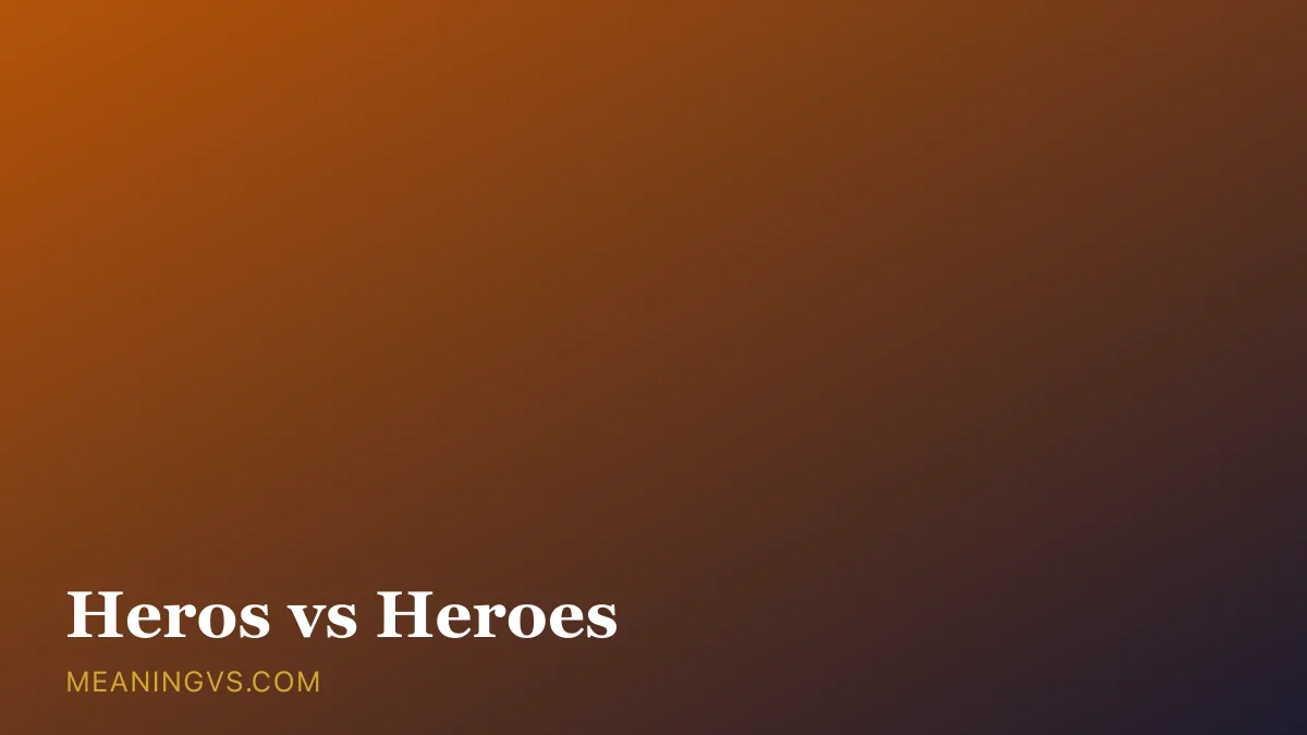 The words heros and heroes side by side, with heroes marked correct and the -oes ending highlighted